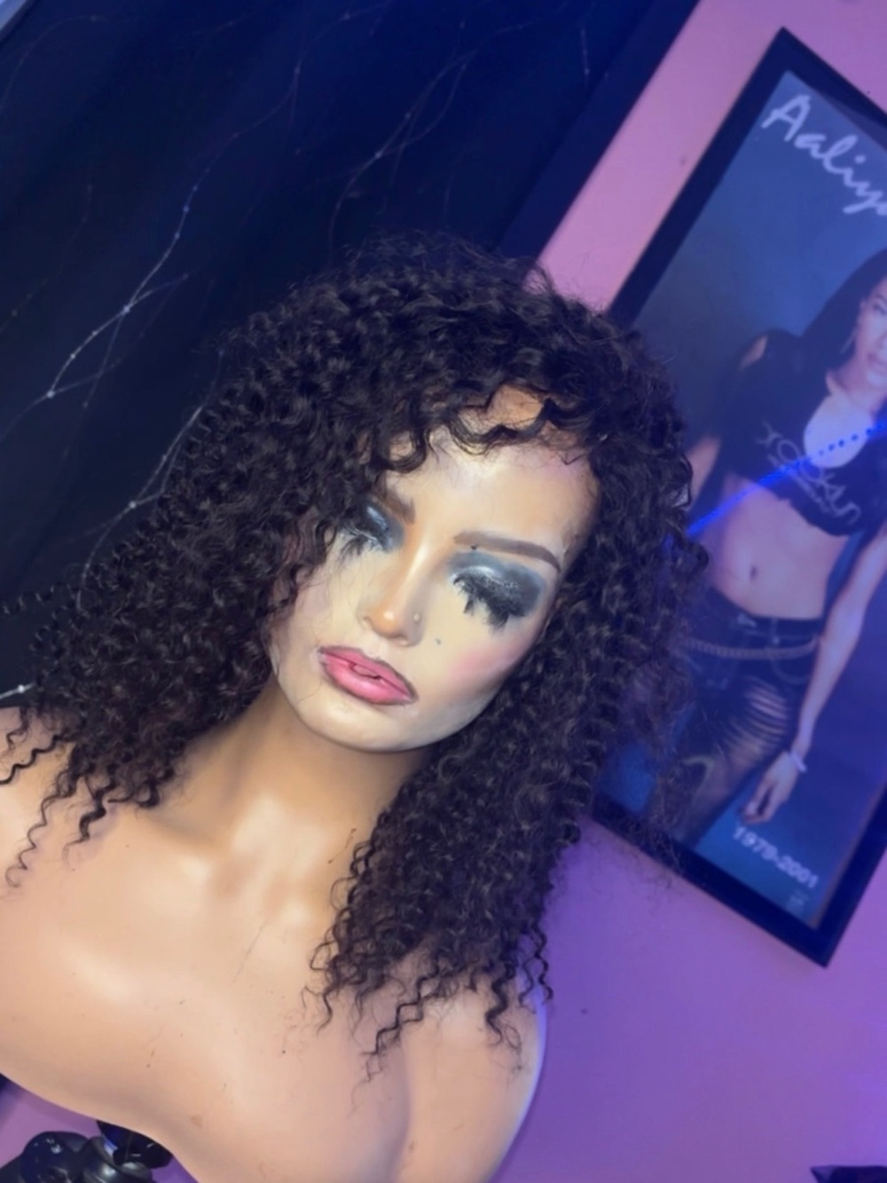 Natural Curly Lace Front Wig - Black